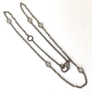 Judith Ripka Stations Clear CZ Sterling Silver Necklace 20”